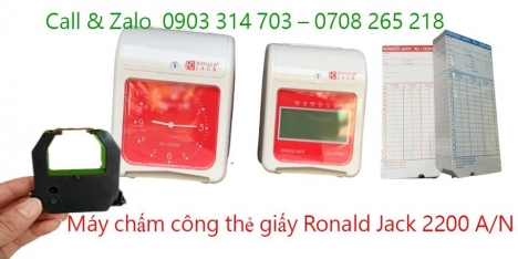 Bán máy chấm công thẻ giấy cao cấp Ronald Jack 2200A/N. Tặng 300 thẻ + 1 kệ