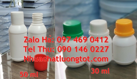 chai nhựa đựng nông dược, Chai 50 ml đựng thuốc sâu, chai 50 ml đựng mẫu thử Chai nhựa 100 ml trắng