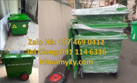 xe thu gom rác 1000 lít, Xe thu gom rác 660l 1000l nhựa composite xe thu gom rác 660 lít 3 bánh hơi