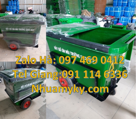 xe thu gom rác 1000 lít, Xe thu gom rác 660l 1000l nhựa composite xe thu gom rác 660 lít 3 bánh hơi