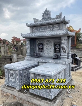 Mẫu mộ hai mái đẹp chạm khắc hoa văn tinh xảo bán tại Vĩnh Phúc