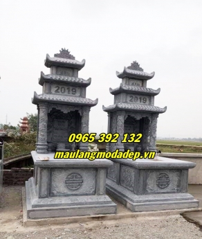 Mẫu mộ đá ba mái đẹp chạm khắc tinh xảo lắp tại Hà Nam