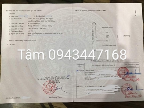 mặt đg Sông He Hòa Nghĩa Dương Kinh HP. 450m ngang 15