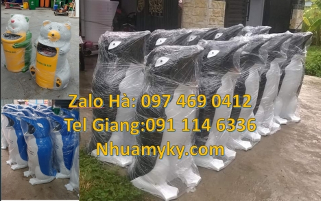 thùng rác mickey, Thùng rác gấu trúc, sọt rác cánh cụt, Giá bán thùng rác con vật, Sọt ra