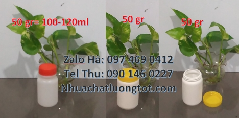 hũ nhựa 250 g tròn cao, hũ 50 gram đựng kẹo cao su hũ 100 gram trắng đục hũ nhựa 100gram Hũ pet nắ