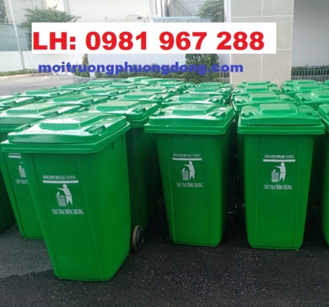 Thùng rác nhựa HDPE màu xanh 120L