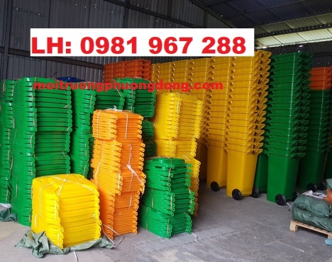 Thùng rác nhựa HDPE màu xanh 120L