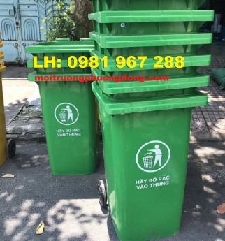 Thùng rác nhựa HDPE màu xanh 120L