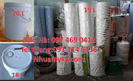 Xô nhựa 20 lít có nắp chiết rót, thùng nhựa 19l quai sắt, xô nhựa 3.8 lít đựng nông dược Xô nh
