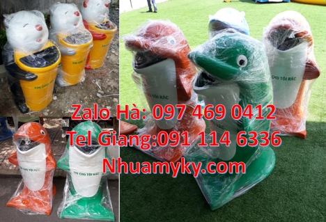 thùng rác con voi, thùng rác cá heo, Thùng rác cá chép, thùng rác gấu trúc, Thùng rác h