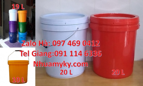 Xô nhựa 20 lít có nắp chiết rót, thùng nhựa 19l quai sắt, xô nhựa 3.8 lít đựng nông dược Xô nh