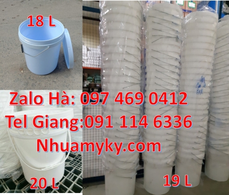 Xô nhựa 20 lít có nắp chiết rót, thùng nhựa 19l quai sắt, xô nhựa 3.8 lít đựng nông dược Xô nh