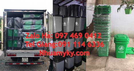 Thùng phân loại rác thông minh, Thùng rác nắp lật bộ 3, Thùng rác 2 ngăn nắp lật, thùng rác hộ gia đ