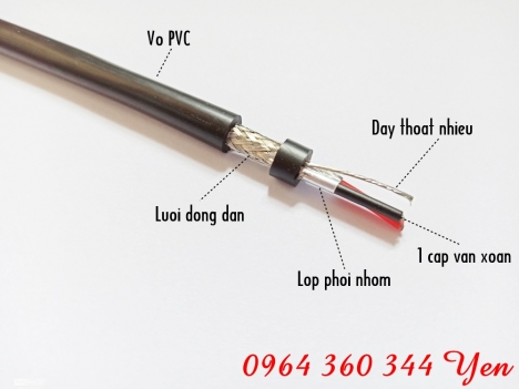 Cáp tín hiệu RS485 18AWG 1Pair chống nhiễu lưới đồng + phôi nhôm