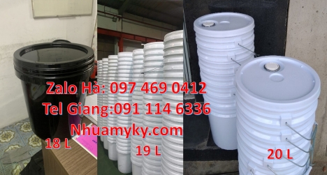 Xô nhựa 20 lít có nắp chiết rót, thùng nhựa 19l quai sắt, xô nhựa 3.8 lít đựng nông dược Xô nh