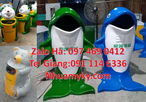 thùng rác con voi, thùng rác cá heo, Thùng rác cá chép, thùng rác gấu trúc, Thùng rác h