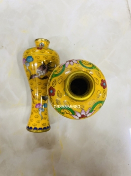 Giao lưu đôi bình đồng pháp lam size bé
