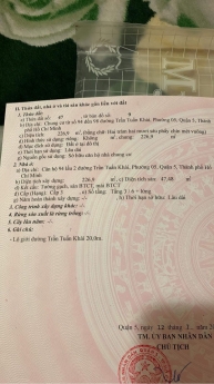 Bán căn hộ 47m2 tầng 1 C/C Trần Tuấn Khải P5 Q5 mới sửa rất đẹp