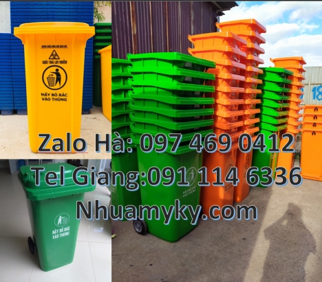 Thùng rác 60 lít, Thùng rác 120l nắp kín Thùng rác 120l Composite Thùng rác 240l nắp h