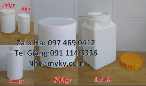 Giá bán hũ 2kg hdpe, Hũ 0.5kg 1 ngấn, Hũ đựng mỹ phẩm, Hũ nhựa 1kg đựng axit, hủ nhựa 500gr vặn 2 ng