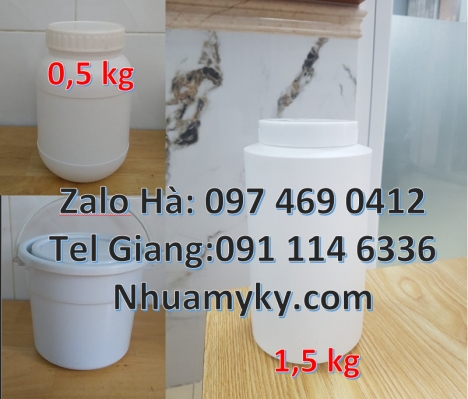 Giá bán hũ 2kg hdpe, Hũ 0.5kg 1 ngấn, Hũ đựng mỹ phẩm, Hũ nhựa 1kg đựng axit, hủ nhựa 500gr vặn 2 ng