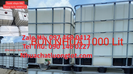 Thùng nhựa 1000L cũ đựng nước, Bồn ibc đựng hóa chất 1000l, Tank ibc đựng dung môi, bồn nhựa vuông d
