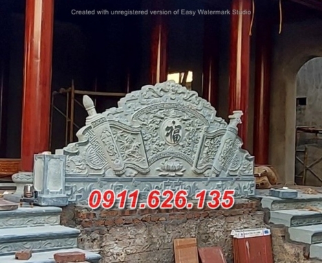 130- BỨC BÌNH PHONG ĐÌNH CHÙA BẰNG ĐÁ ĐẸP KON TUM
