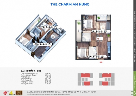 Chuẩn bị ra mắt THE CHARM AN HƯNG - mặt đường Tố Hữu - sổ hồng lâu dài - DT từ 54 đến 97m2 - giao