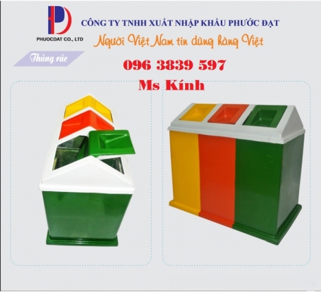 Thùng rác 3 ngăn composite phân loại rác giá tốt tại TP.HCM - 096 3839 597 Ms Kính