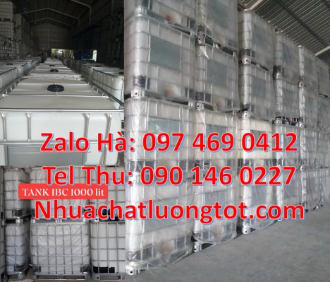 Thùng nhựa 1000L cũ đựng nước, Bồn ibc đựng hóa chất 1000l, Tank ibc đựng dung môi, bồn nhựa vuông d
