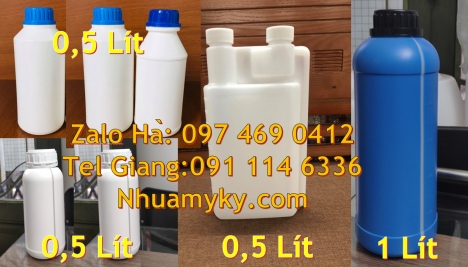 Chai 100ml màu trong, bình nhựa 0.5 lít,Chai 1000ml đựng hóa chất, chai 50ml đựng axit, chai nhựa, c