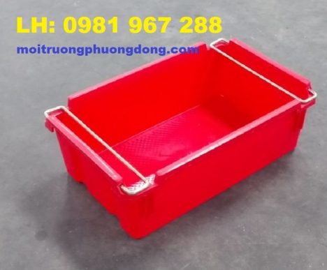 Thùng nhựa đặc có quai sắt A2