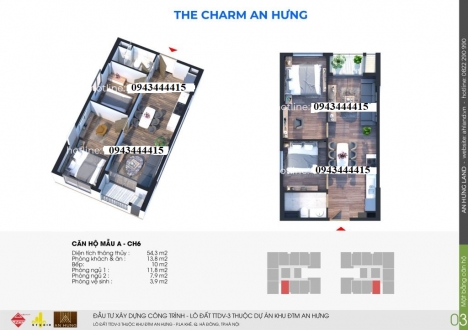 THE CHARM AN HƯNG HÀ ĐÔNG - 54m2- 2pn 1vs - sổ hồng lâu dài - giá chỉ 3xtr