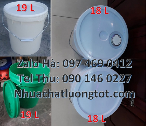 Thùng nhựa, Thùng nhựa 19l giá rẻ. Vỏ thùng sơn 3,8 lít Vỏ thùng 5 lít quai nhựa Vỏ thùng s