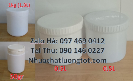 hũ 250gr nắp vặn, hũ nhựa đựng mỹ phẩm 200gr, hủ nhựa 1kg, Hủ nhựa đựng phân bón, Hủ nhựa 500gr vuôn