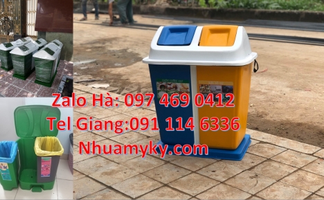 Thùng rác 2 ngăn nắp lật Thùng rác 3 ngăn bập bênh thùng rác chống cháy Thùng đựng rác 3 ngăn comp