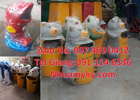 sọt rác cá heo, địa chỉ bán thùng rác hình con voi thùng rác chim cánh cụt Thùng Rác Hình Con T