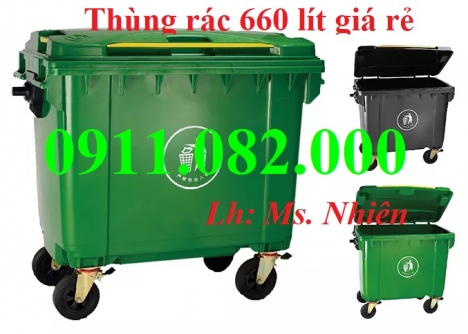 Thùng rác nhựa nắp kín giá rẻ- thùng rác 120 lít 240 lít 660 lít có bánh xe giá tốt- lh 0911082000