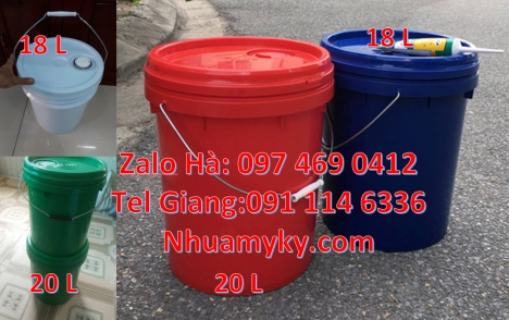 Xô nhựa 20 lít có nắp chiết rót, Thùng sơn giá rẻ, Vỏ thùng nhựa đựng sơn 19 lít giá rẻ, Vỏ th