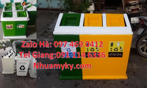 Thùng rác 2 ngăn nắp lật Thùng rác 3 ngăn bập bênh thùng rác chống cháy Thùng đựng rác 3 ngăn comp