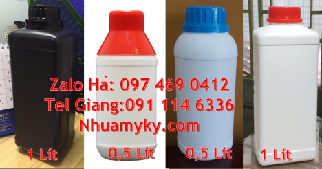 chai 500ml đựng axit, Chai nhựa 100ml đựng dung môi, chai 250ml đựng trà sữa, Chai hdpe 100ml vuông,