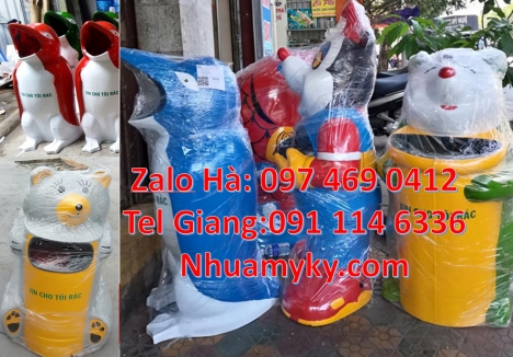 sọt rác cá heo, địa chỉ bán thùng rác hình con voi thùng rác chim cánh cụt Thùng Rác Hình Con T