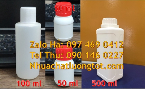 Chai nhựa 500 ml đựng nông dược, Chai 100ml màu trong, Chai 50ml đựng giấm, chai xịt khử trùng 1l, C