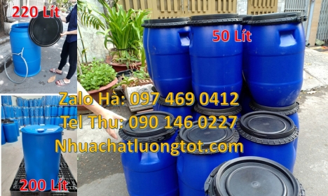 Thùng phuy nhựa 220 lít nắp mở, Thùng phi đai sắt 120 lít, Thùng Phuy 30 Lít, Thùng Phuy 50L, Giá bá