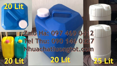 Can nhựa hdpe 30 lít vuông xanh, Can 25đựng hóa chất, can 20l giá rẻ, can 25l trắng, can 20 lít tròn