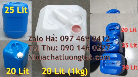 Can nhựa hdpe 30 lít vuông xanh, Can 25đựng hóa chất, can 20l giá rẻ, can 25l trắng, can 20 lít tròn