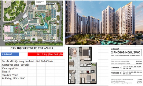 Căn hộ cao cấp 2PN-2WC 2.3 tỷ thấp nhất dự án (bao thuế phí)