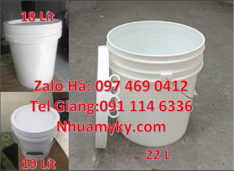 thùng nhựa vuông 18l, Vỏ thùng 20 lít quai nhựa, Xô nhựa 20 lít có nắp chiết rót, Xô nhựa