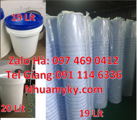 thùng nhựa vuông 18l, Vỏ thùng 20 lít quai nhựa, Xô nhựa 20 lít có nắp chiết rót, Xô nhựa