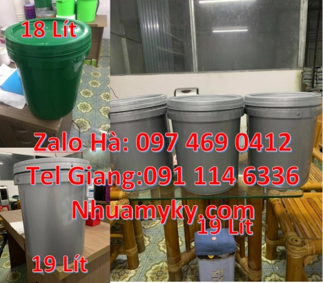 thùng nhựa vuông 18l, Vỏ thùng 20 lít quai nhựa, Xô nhựa 20 lít có nắp chiết rót, Xô nhựa